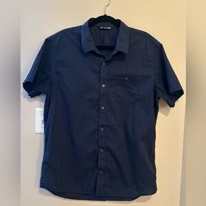 TravisMathew Mens XL Navy Short Sleeve ButtonUp Shirt Speckled Print Casual Golf